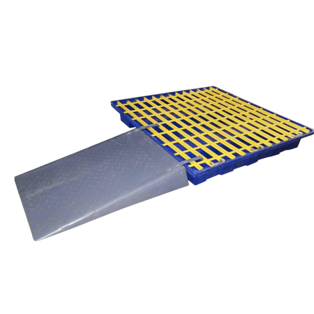 4 Drum Spill Containment Pallet Ramp - Ercon ESP4DR with Built-in Ramp